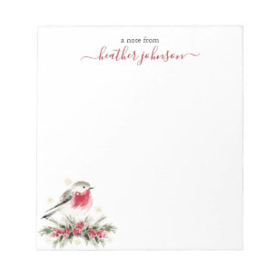 Hearthlight-Notizen Winter-Rotkehlchen-Vogel Perso Notizblock