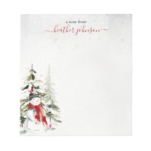 Hearthlight-Notizen Winter-Schneemann Personalisie Notizblock (Vorderseite)