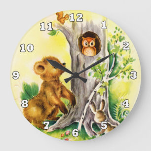 Heartland Vintage Woodland-Tiere Kinder Wanduhr