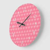 Heartlines-Bubblegum Pink Große Wanduhr (Winkel)
