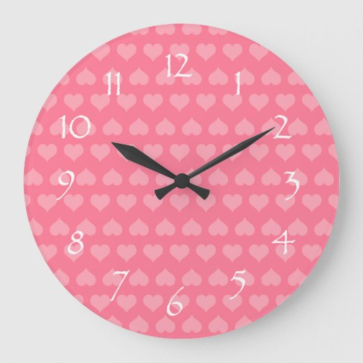 Heartlines-Bubblegum Pink Große Wanduhr (Vorderseite)