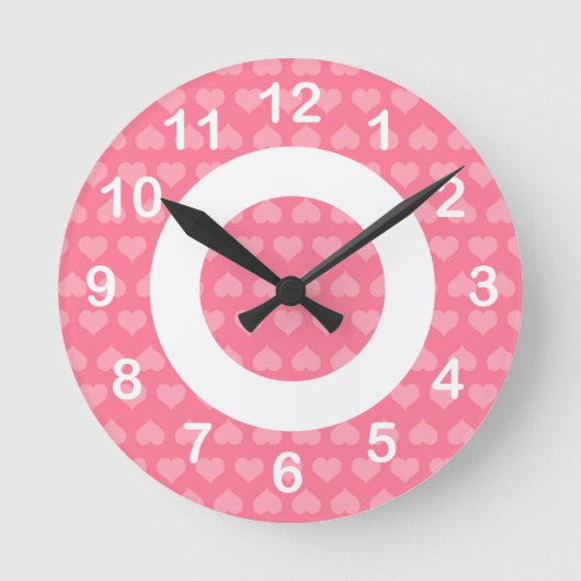 Heartlines-Bubblegum Pink Runde Wanduhr (Vorderseite)