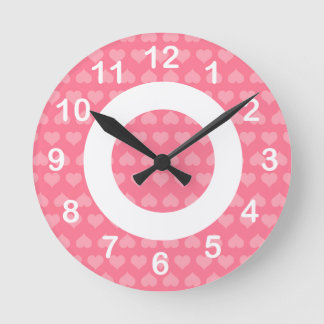 Heartlines-Bubblegum Pink Runde Wanduhr
