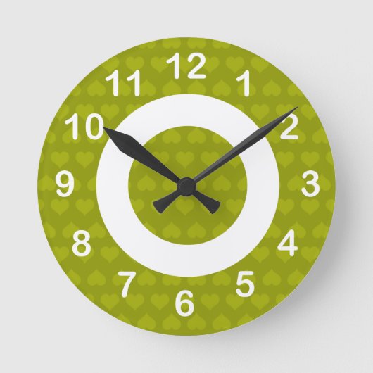 Heartlines - Celery Green Runde Wanduhr (Vorderseite)