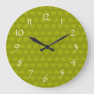 Heartlines-Moss Green Große Wanduhr