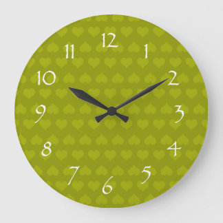 Heartlines-Moss Green Große Wanduhr
