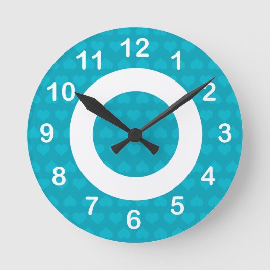Heartlines-Türkis Blue Runde Wanduhr (Vorderseite)