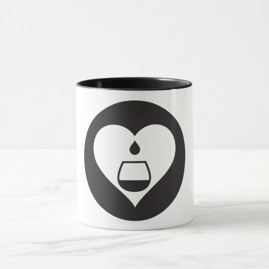 Hearts2Tails schwarze grafische Logo-Kaffee-Tasse Tasse (Zentrum)