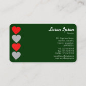 Hearts 01 - White on Dark Green Visitenkarte (Rückseite)