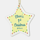 Hearts 1. First Baby's Christmas Geschenk Star Keramikornament (Links)