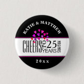 Hearts 25. Modern Wedding Anniversary Dated Gift Button (Vorderseite)