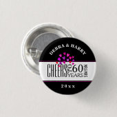 Hearts 60. Modern Wedding Anniversary Dated Gift Button (Vorne & Hinten)