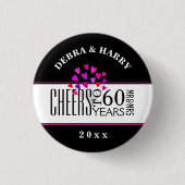 Hearts 60. Modern Wedding Anniversary Dated Gift Button (Vorderseite)