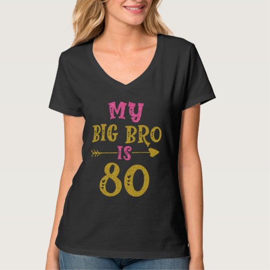 Hearts 80th Bday For Big Brother From Sister Broth T-Shirt (Vorderseite)
