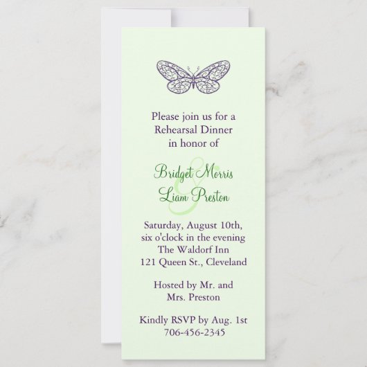 Heart's a Flutter Probe Dinner Invite (grün) Einladung (Vorderseite)