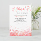 Hearts A Match Made in Heaven Bridal Shower  Einladung (Stehend Vorderseite)