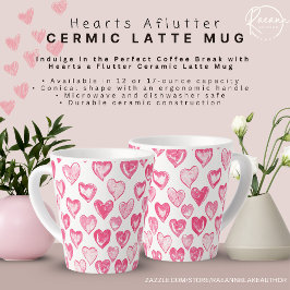 Hearts Aflutter Keramik Latte Tasse