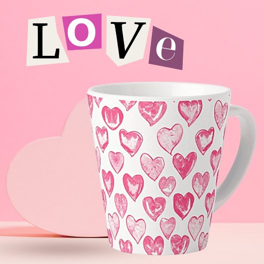 Hearts Aflutter Keramik Latte Tasse