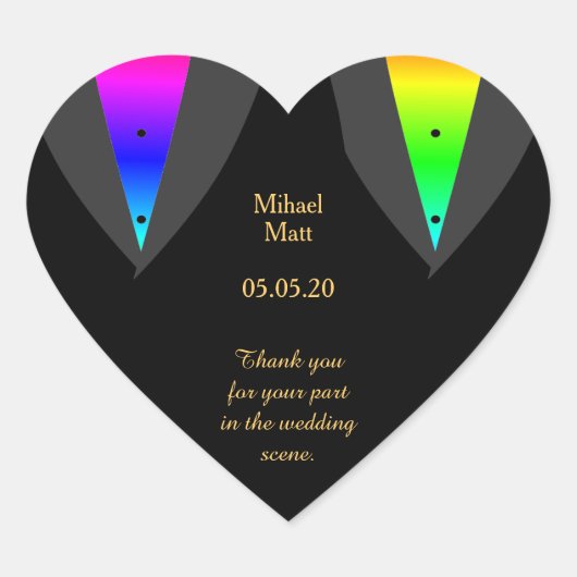 Hearts Aglow mit Pride Gay Wedding Heart Sticker (Vorderseite)