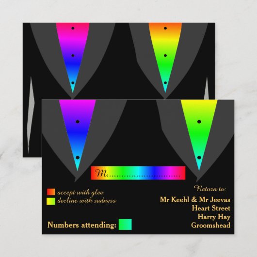 Hearts Aglow mit Pride Gay Wedding RSVP (Vorne/Hinten)