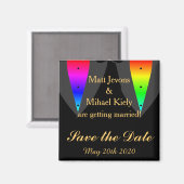 Hearts Aglow mit Stolz Gay Wedding speichern das D Magnet (Vorderseite/Rückseite)
