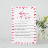Hearts All Eyes On The Bride Bridal Shower Game  Briefpapier (Stehend Vorderseite)