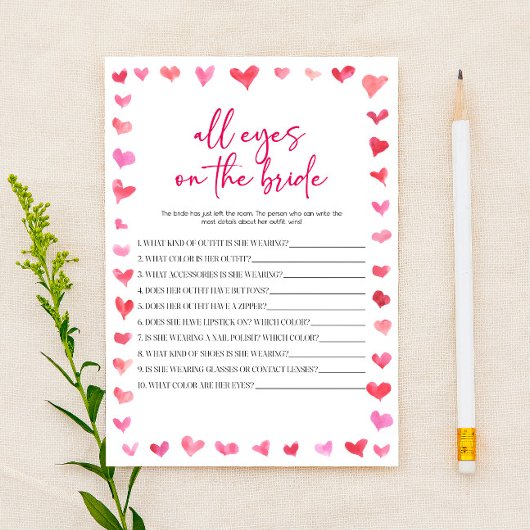 Hearts All Eyes On The Bride Bridal Shower Game Briefpapier
