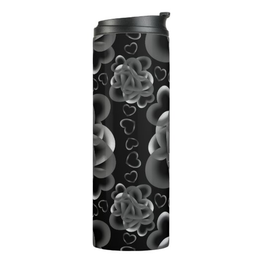 Hearts Alots Black Pattern Thermosbecher (Nach links gedreht)