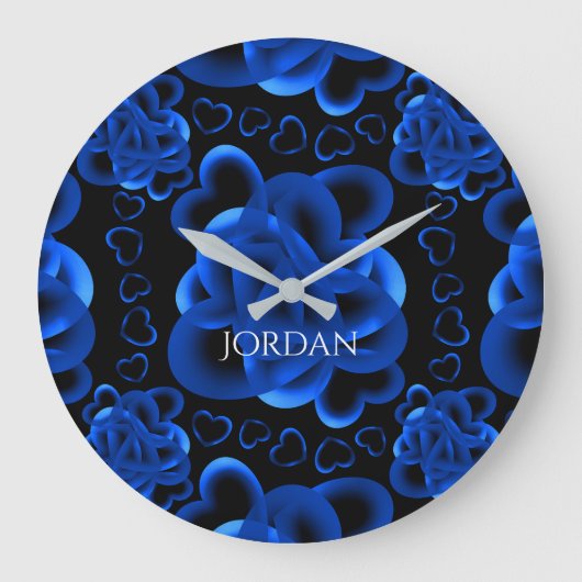 Hearts Alots Pattern Große Wanduhr (Vorderseite)