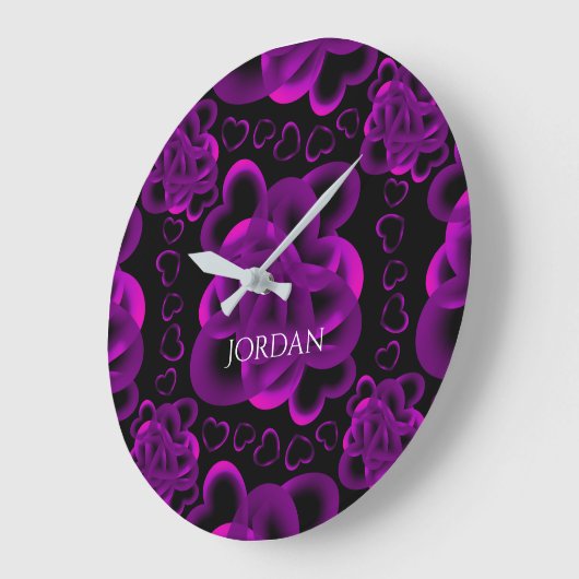 Hearts Alots Pattern Große Wanduhr (Winkel)