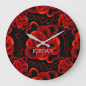 Hearts Alots Pattern Große Wanduhr (Vorderseite)