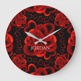 Hearts Alots Pattern Große Wanduhr