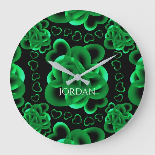 Hearts Alots Pattern Große Wanduhr (Vorderseite)