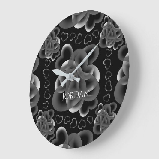 Hearts Alots Pattern Große Wanduhr (Winkel)