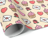 Hearts and Cupcakes Wrapping Paper Geschenkpapier (Rolleneckpunkt)
