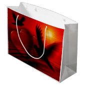 Hearts and Doves Große Geschenktüte (Rückseite Schrägansicht)