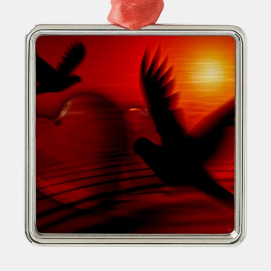 Hearts and Doves Ornament Aus Metall (Vorne)
