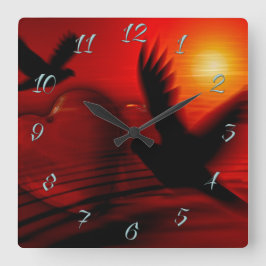 Hearts and Doves Quadratische Wanduhr