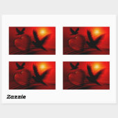 Hearts and Doves Rechteckiger Aufkleber (Blatt)