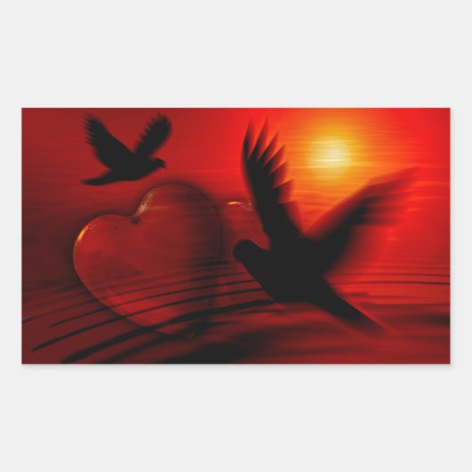 Hearts and Doves Rechteckiger Aufkleber (Vorderseite)