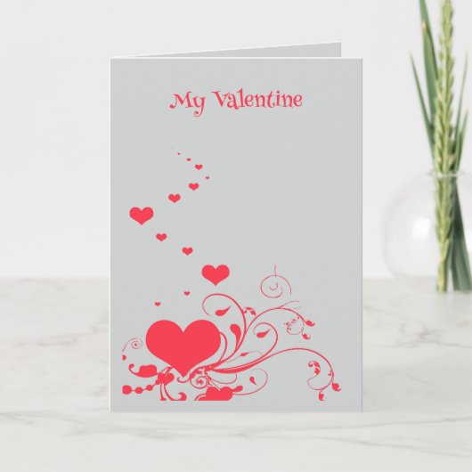 Hearts And Elegant Curling Flourishes Minimal  Karte (Vorderseite)