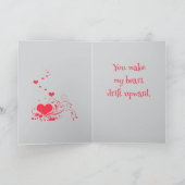 Hearts And Elegant Curling Flourishes Minimal  Karte (Innenseite)