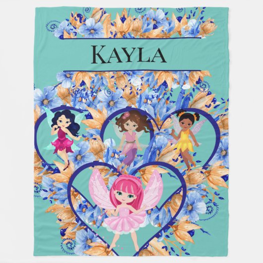 Hearts and Fairies Fleece Blanket (Vorderseite)