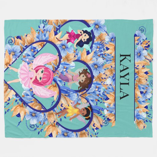 Hearts and Fairies Fleece Blanket (Vorderseite (Horizontal))
