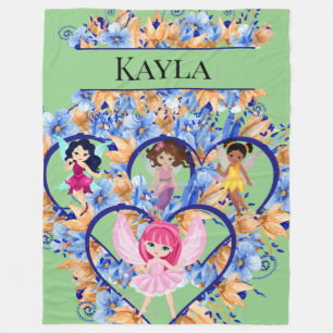 Hearts and Fairies Fleece Blanket