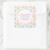 Hearts and Muffins Pastel Watercolor Business Quadratischer Aufkleber (Tasche)