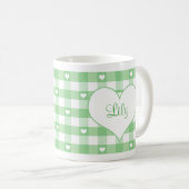 Hearts and Pastel Gingham Karo Kaffeetasse (VorderseiteRechts)