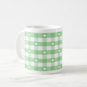 Hearts and Pastel Gingham Karo Kaffeetasse (Vorderseite Links)