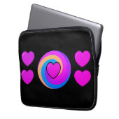 Hearts and Rainbows on a Black Background Laptopschutzhülle (Vorderseite Links)