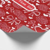 Hearts and Roses Personalizable Wrapping Paper Geschenkpapier (Ecke)